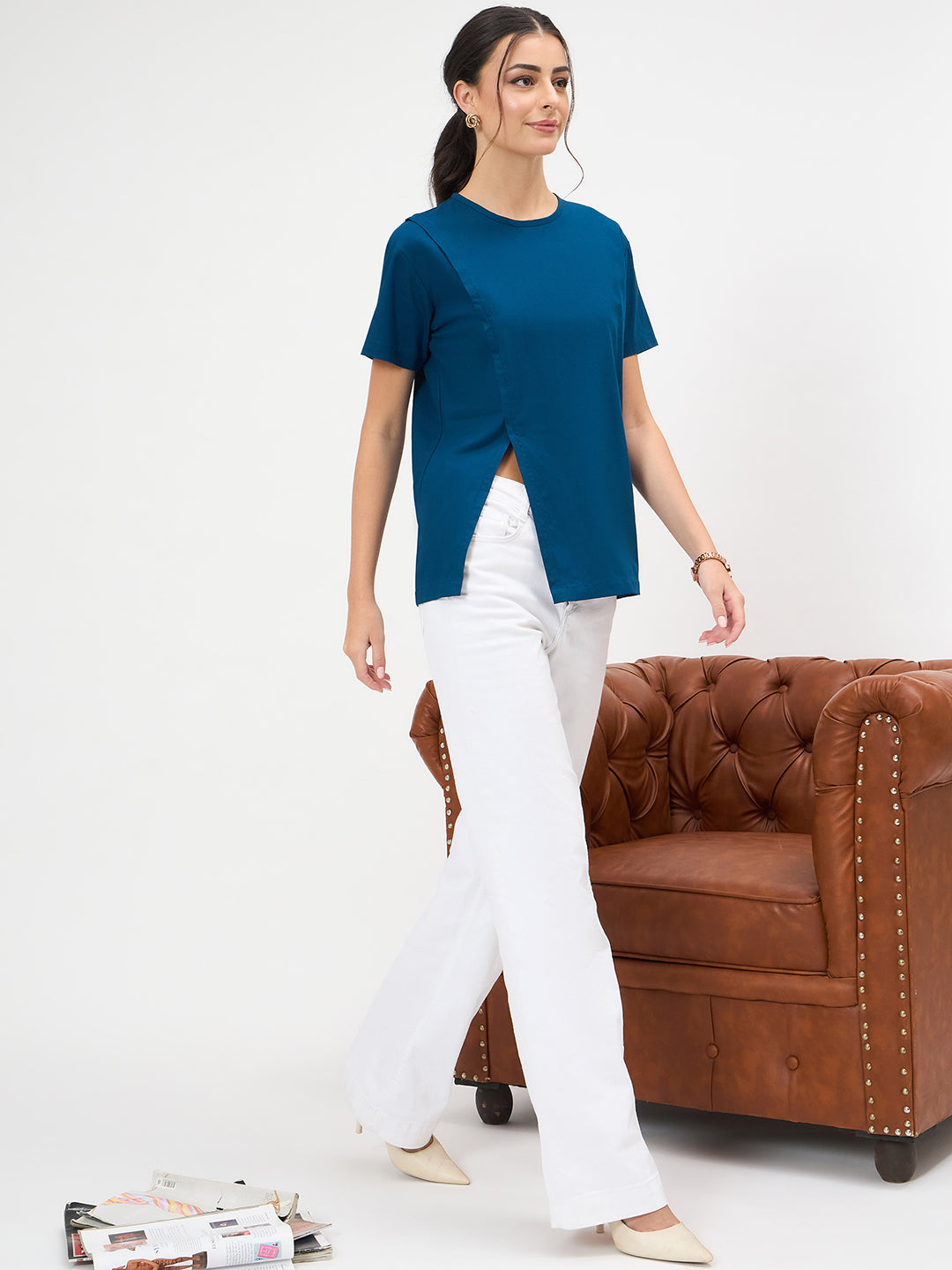 Pure Cotton Top With Side Slit
