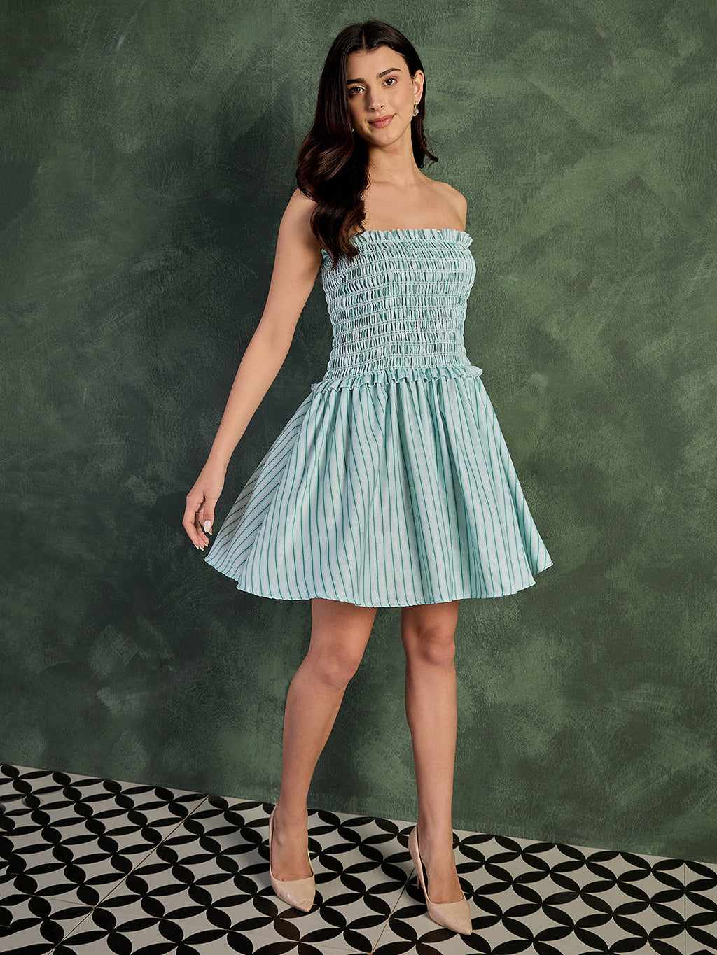 Pure Linen Strapless Mini Dress