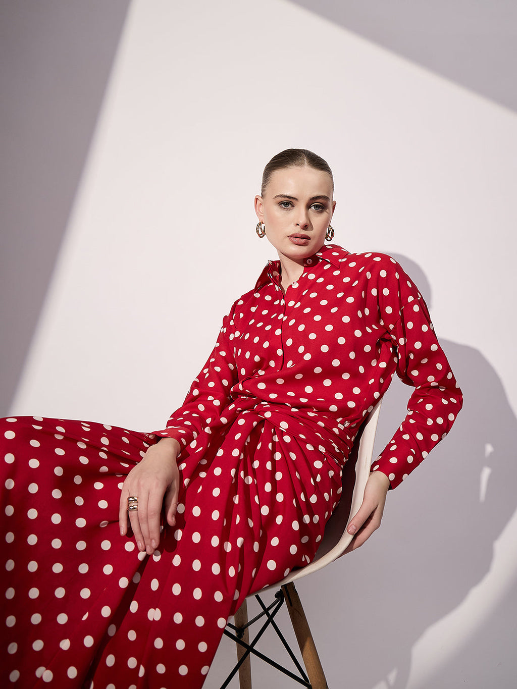 Printed Shirt with Front Twist Skirt Co-ord Set