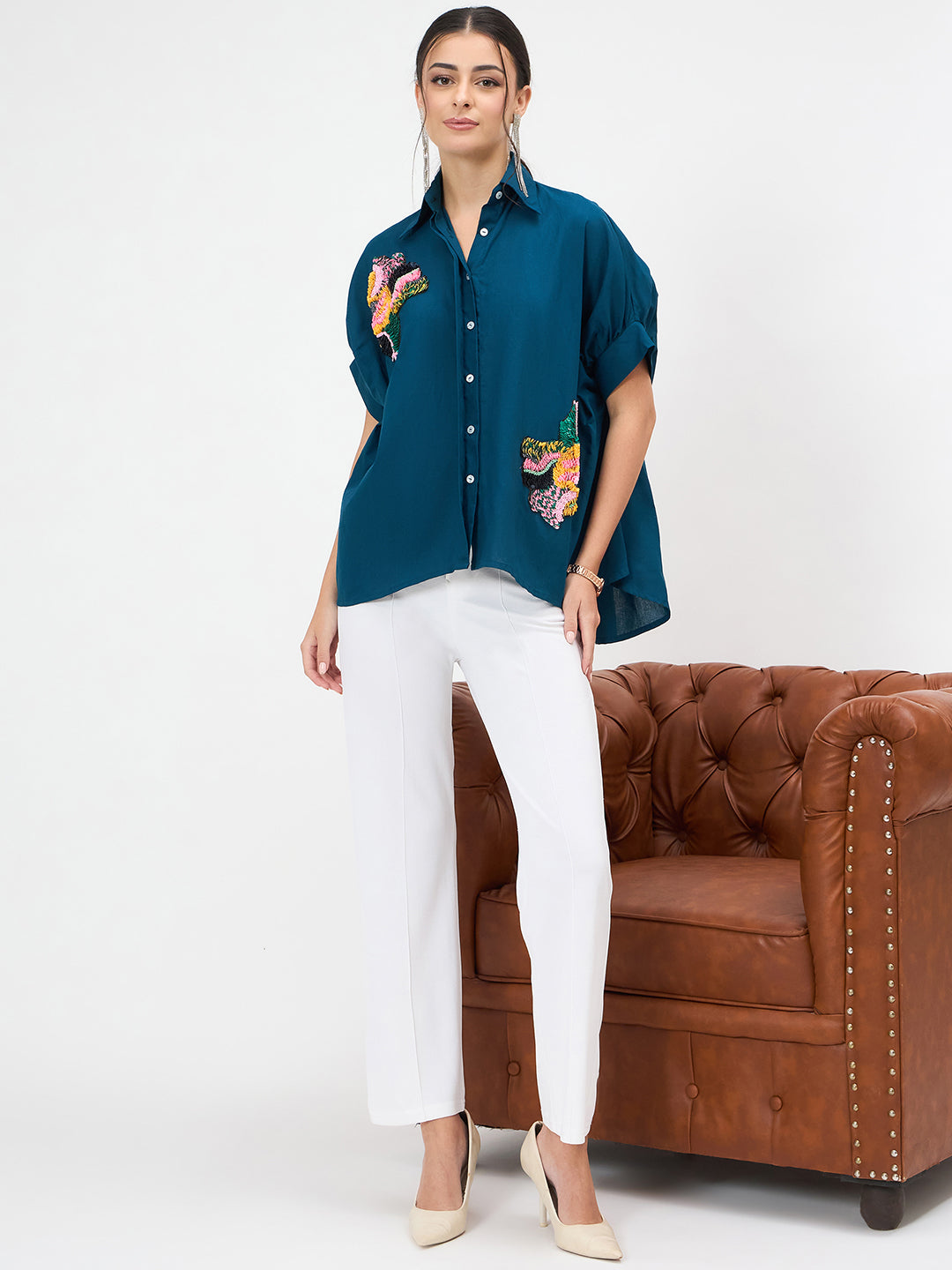 Antifit Embellished Pure Cotton Shirt