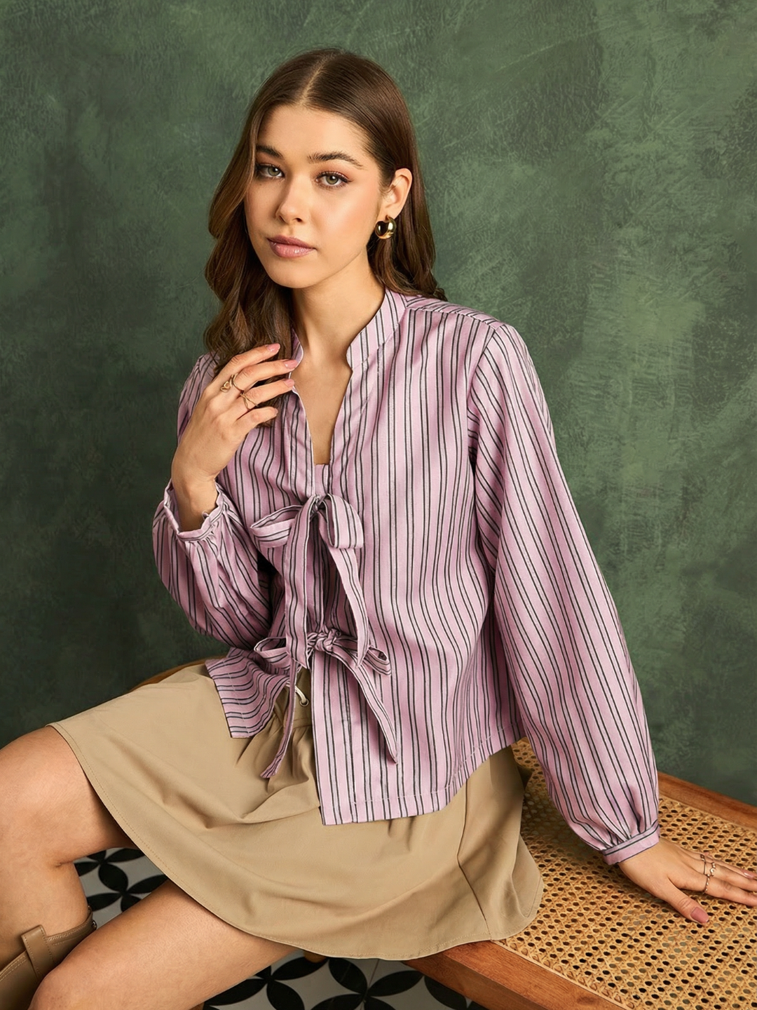 Pure Linen Front Tie-up Top