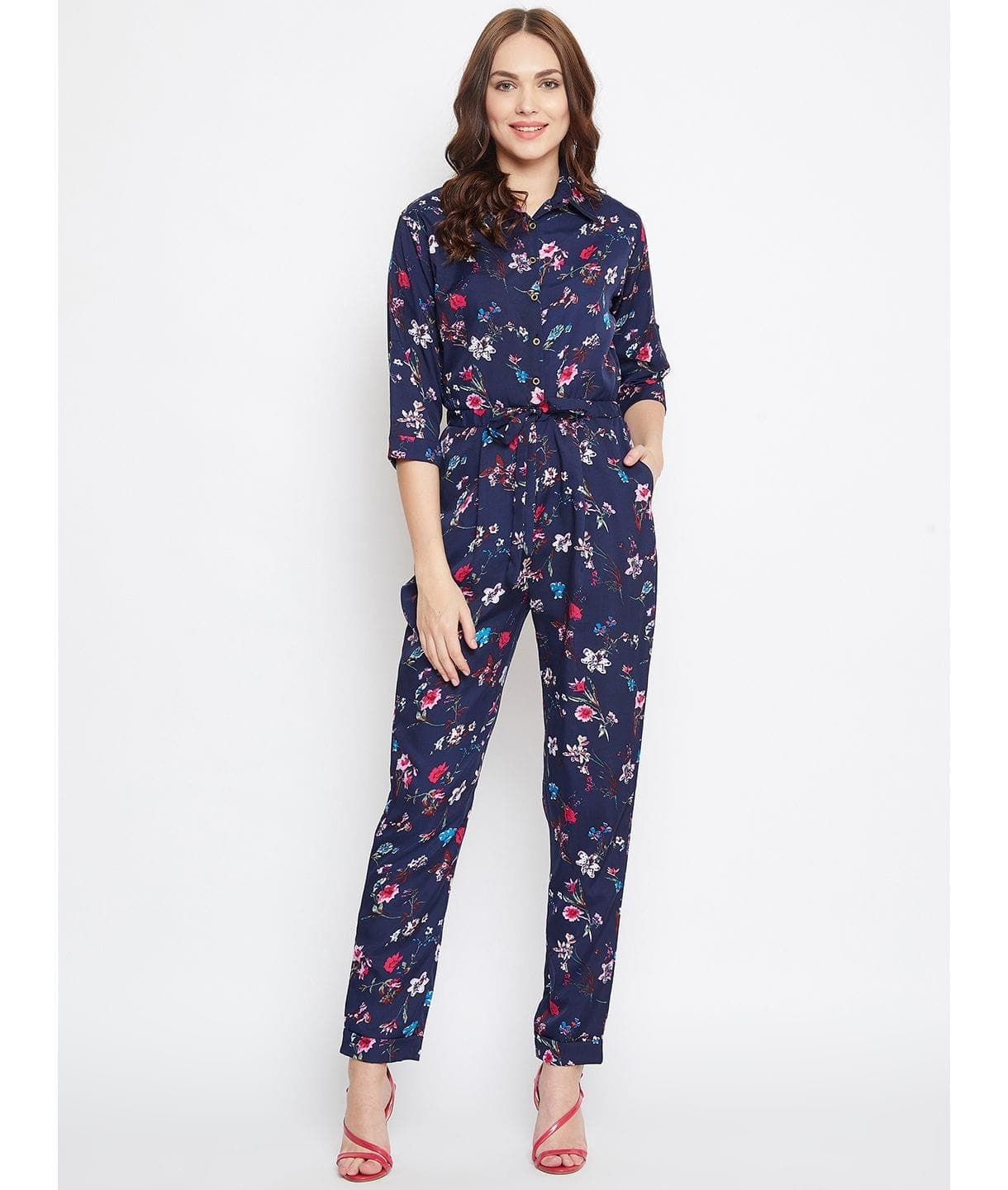 Floral Roll Up Jumpsuit