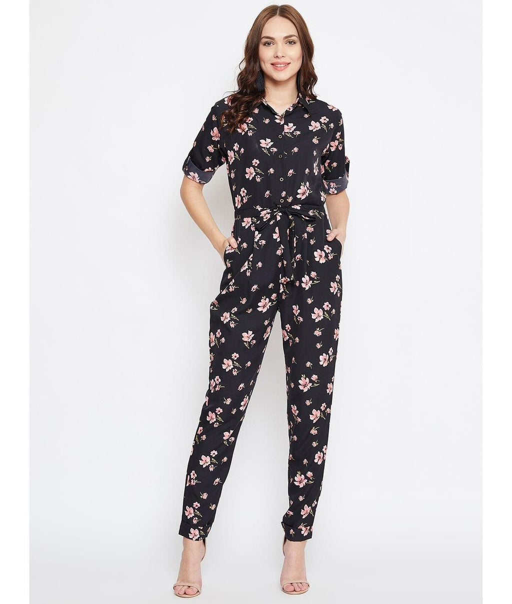 Floral Roll Up Jumpsuit